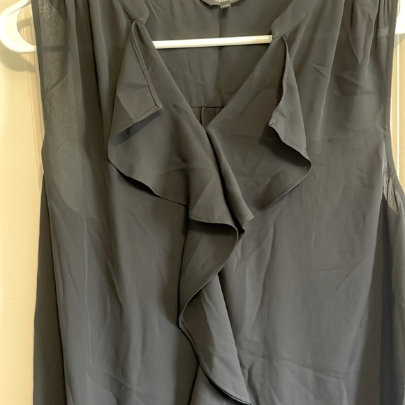 RW&Co size large black ruffle front sheer tank top - Picture 2 of 2